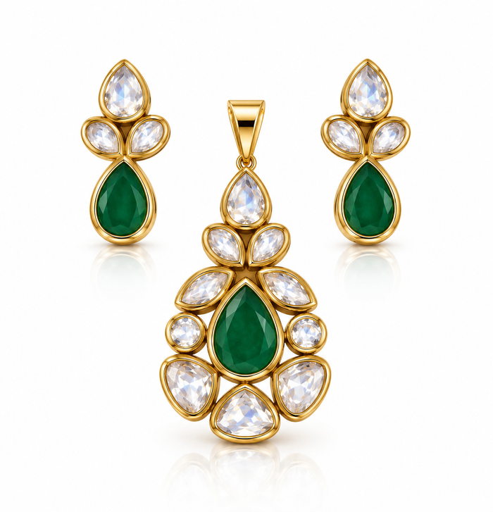Emerald Polki Set