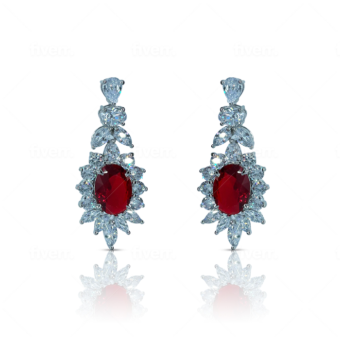 Ruby Red Crystal Chandelier Earrings
