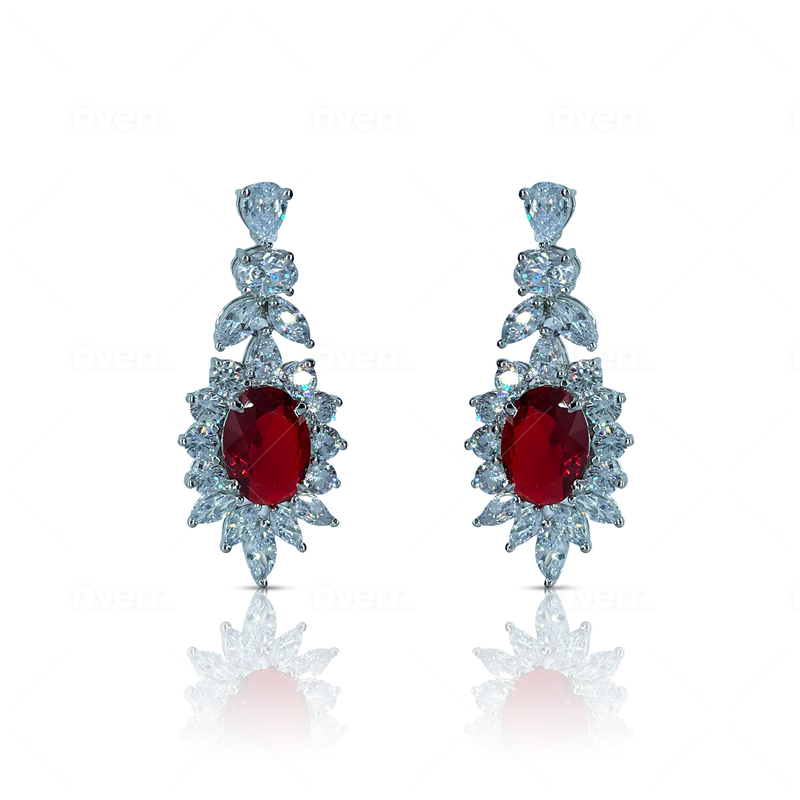 Ruby Red Crystal Chandelier Earrings